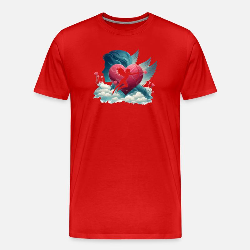 Amor Bogenschütze Herz Kunstwerk - Männer Premium Bio T-Shirt - Rot