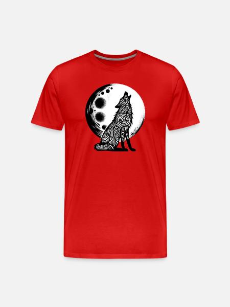 Wolf howls at the moon - Men's Premium Organic T-Shirt - red