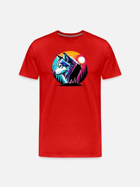 Wolf - Men's Premium Organic T-Shirt - red