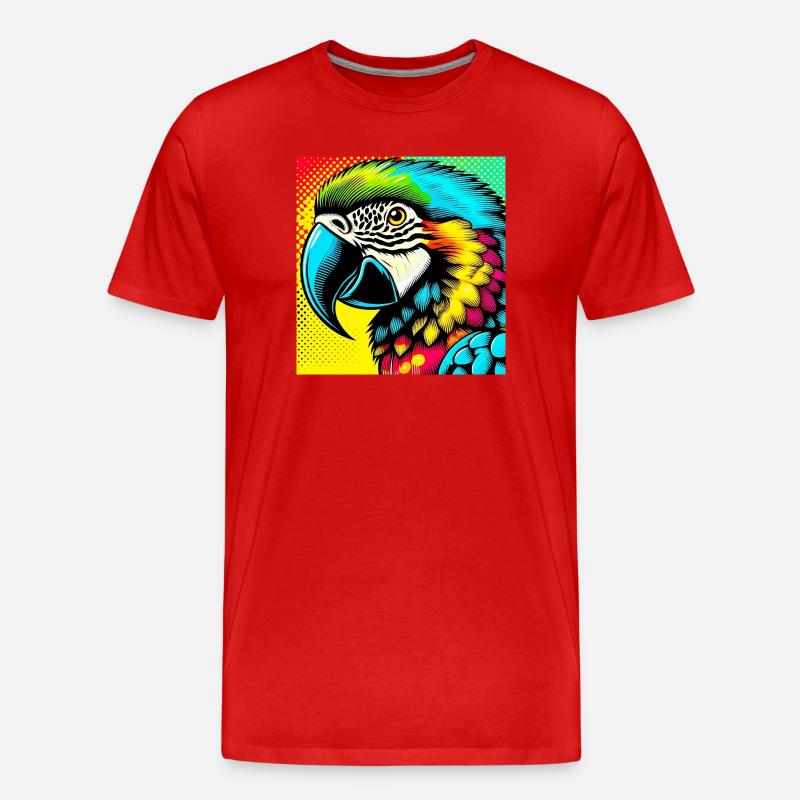 Papagei Pop Art - Männer Premium Bio T-Shirt - Rot