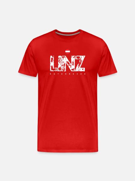 Linz Distressed City Text - Men's Premium Organic T-Shirt - red