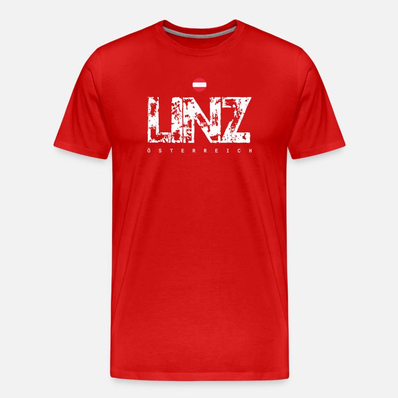 Linz Distressed City Text - Männer Premium Bio T-Shirt - Rot