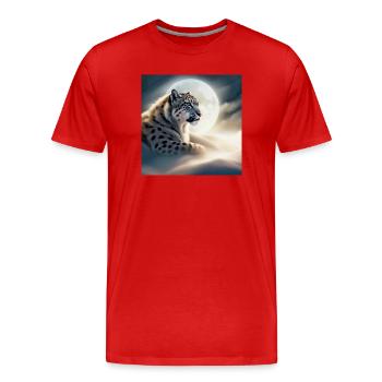 Schneeleopard - Männer Premium Bio T-Shirt - Rot - Vorne - Damien (186cm)