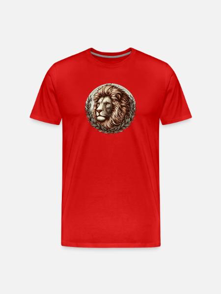 Lion in a laurel wreath - Men's Premium Organic T-Shirt - red