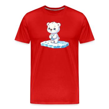 Polar bear on ice floe global warming - Men's Premium Organic T-Shirt - red - Front - Damien (186cm)
