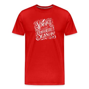 Le printemps est ma saison préférée Love Lettering - T-shirt bio Premium Homme - rouge - Devant - Damien (186cm)