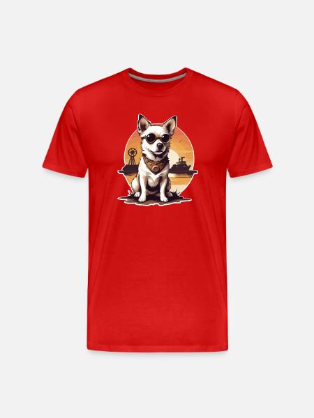 Chien steampunk - T-shirt bio Premium Homme - rouge