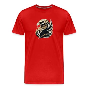 Tee Majestueux Aigle Brodé - T-shirt bio Premium Homme - rouge - Devant - Damien (186cm)