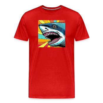 Requin Pop Art - T-shirt bio Premium Homme - rouge - Devant - Damien (186cm)