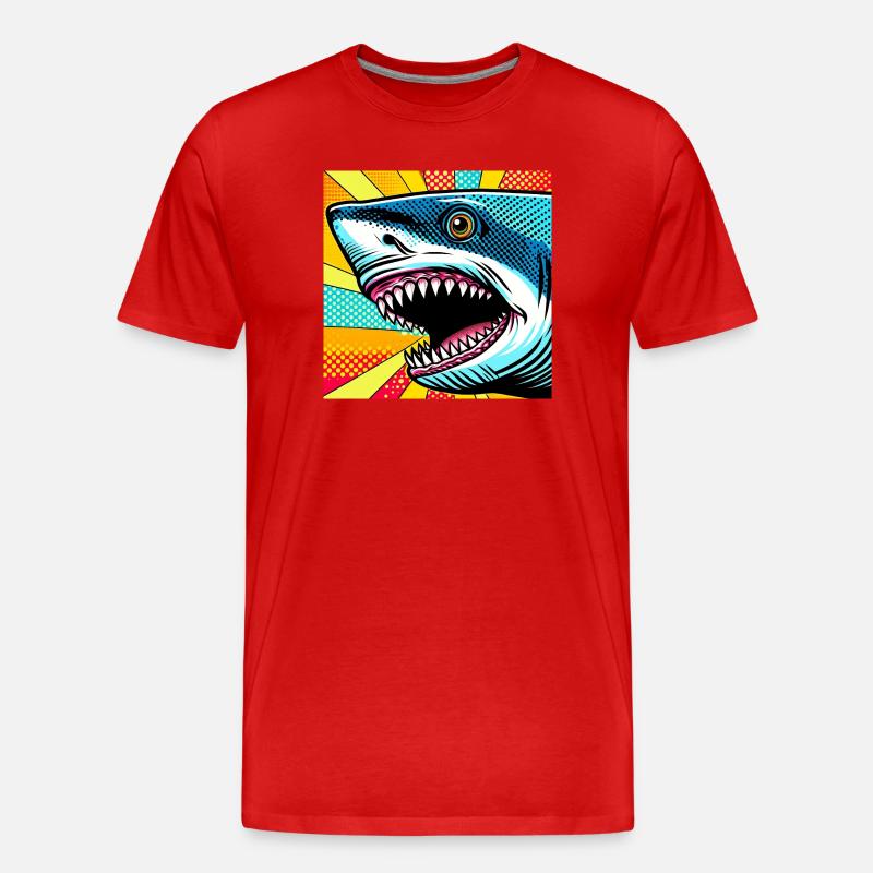 Hai Pop Art - Männer Premium Bio T-Shirt - Rot