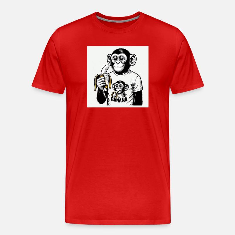 Un singe et sa banane - T-shirt bio Premium Homme - rouge