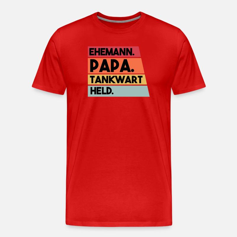 Ehemann Papa Tankwart Held - Männer Premium Bio T-Shirt - Rot