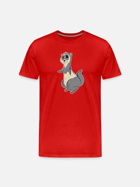 Ferret Animal Motif - Men's Premium Organic T-Shirt - red