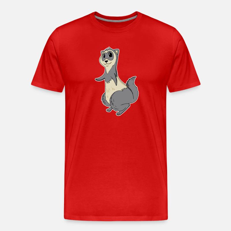 Frettchen Tier Motiv - Männer Premium Bio T-Shirt - Rot