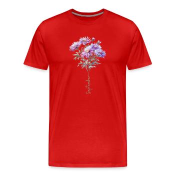 Bouquet de gâteau d’aster fleur de septembre - T-shirt bio Premium Homme - rouge - Devant - Damien (186cm)
