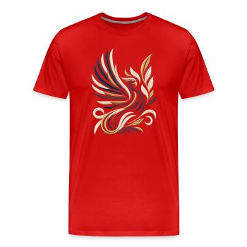 Golden Phoenix Embroidery Tee - Men's Premium Organic T-Shirt - red - Front - Damien (186cm)