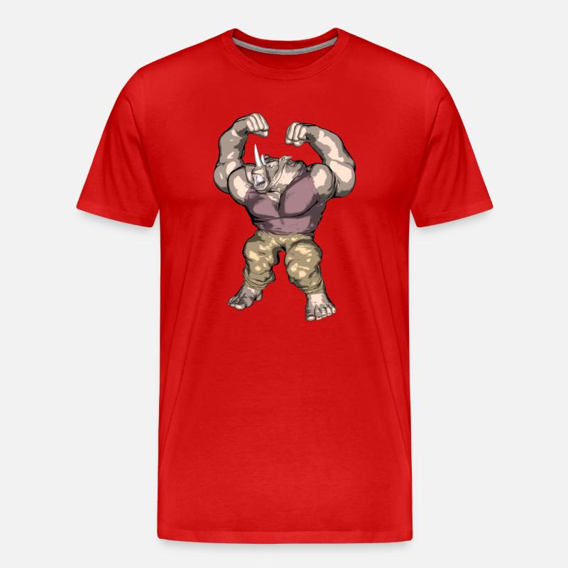 Ein anthropomorphes Nashorn - Männer Premium Bio T-Shirt - Rot