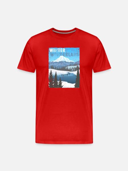 Winter Wonderland - public domain modificated - Männer Premium Bio T-Shirt - Rot