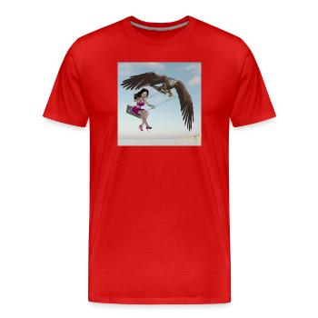 Swinging in the sky. - Men's Premium Organic T-Shirt - red - Front - Damien (186cm)