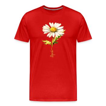 Marguerite printanière avec lettrage d’avril - T-shirt bio Premium Homme - rouge - Devant - Damien (186cm)
