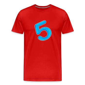 Nummer 5 Blau - Männer Premium Bio T-Shirt - Rot - Vorne - Damien (186cm)