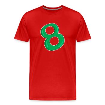 Huit - 8 - Vert - T-shirt bio Premium Homme - rouge - Devant - Damien (186cm)