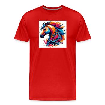 Horse - Men's Premium Organic T-Shirt - red - Front - Damien (186cm)