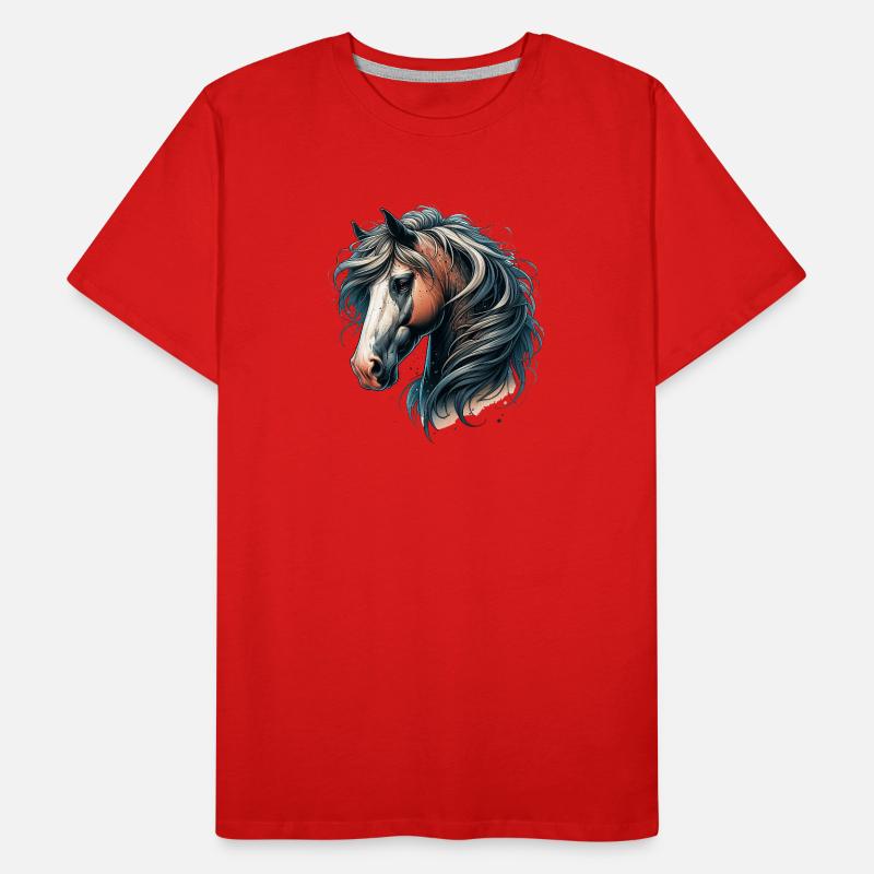 Pferdekopf mit fließender Mähne Männer Premium Bio T-Shirt