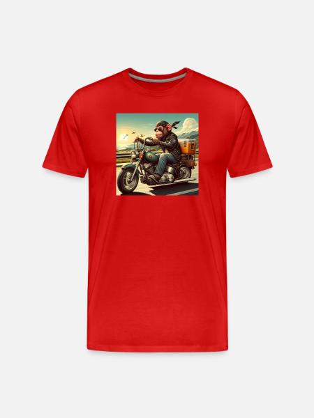 Monkey on motorbike - Men's Premium Organic T-Shirt - red