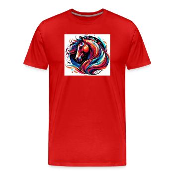 Horse - Men's Premium Organic T-Shirt - red - Front - Damien (186cm)