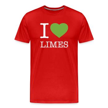J’ADORE LES CITRONS VERTS - T-shirt bio Premium Homme - rouge - Devant - Damien (186cm)