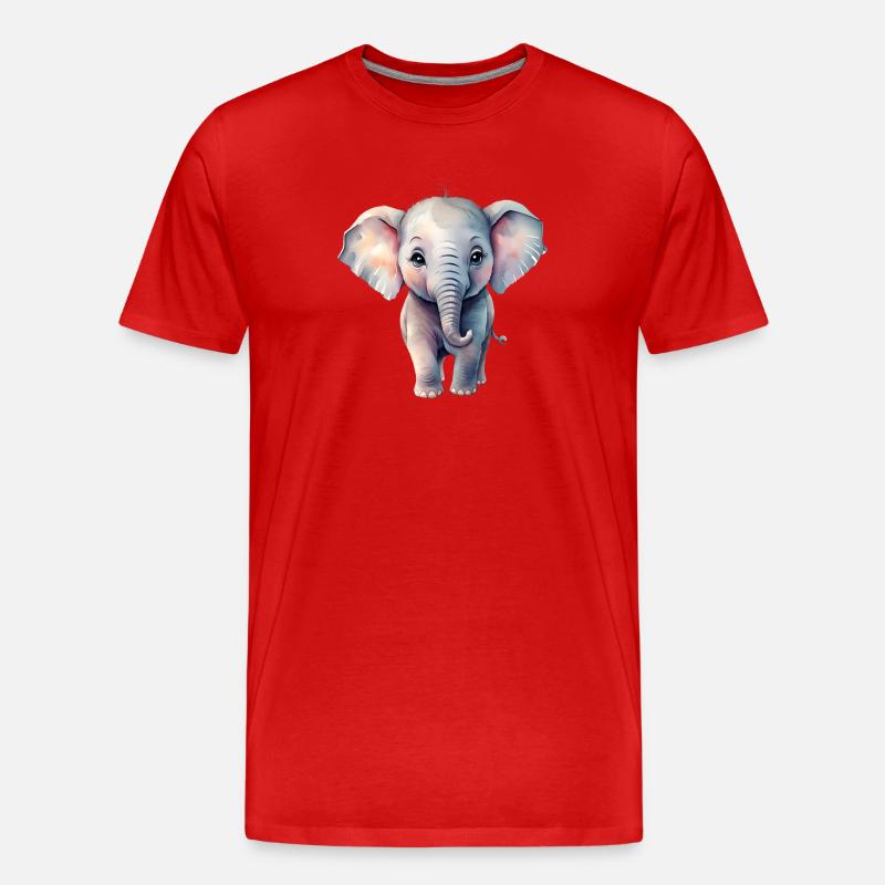 PastellElefant im Aquarellstil - Männer Premium Bio T-Shirt - Rot