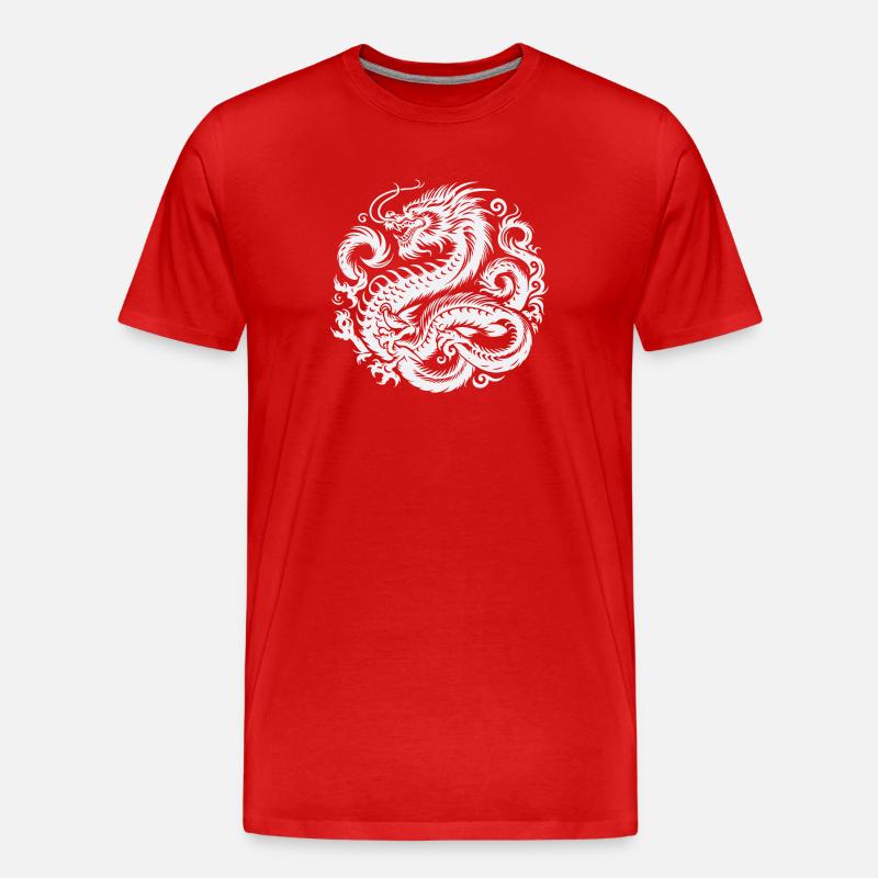 Chinesisches Drachen-Tattoo - Männer Premium Bio T-Shirt - Rot