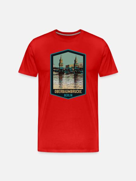 Illustration Oberbaum Bridge, Berlin - Men's Premium Organic T-Shirt - red