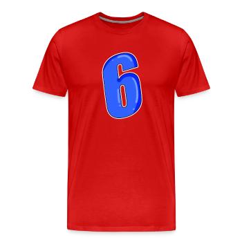 Zahl 6 Nummer - Männer Premium Bio T-Shirt - Rot - Vorne - Damien (186cm)