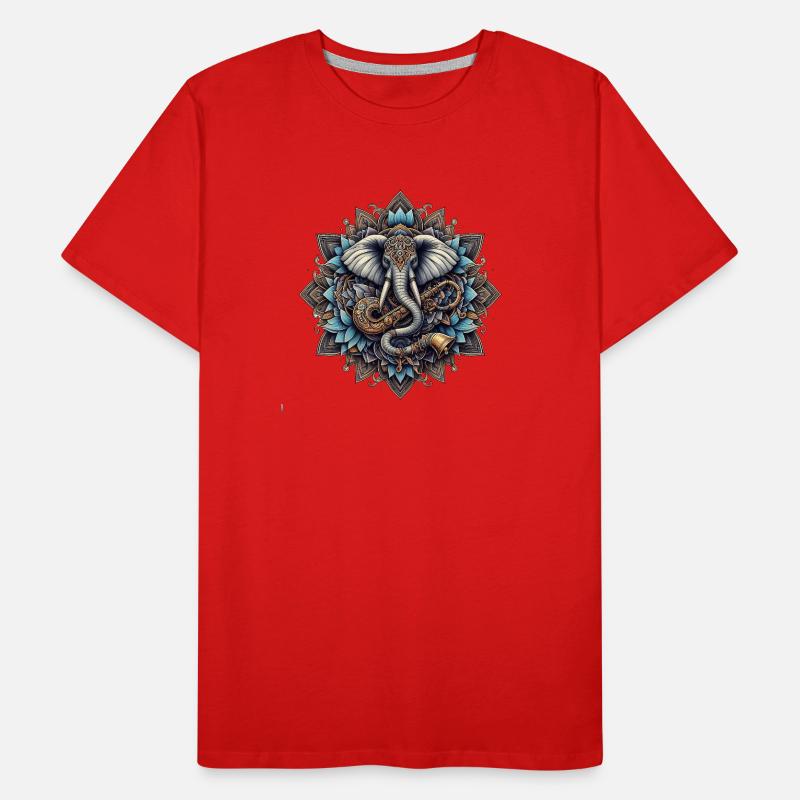 Elephant mandala in steampunk style Men's Premium Organic T-Shirt