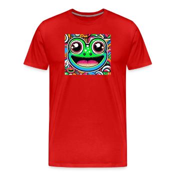 Frosch Pop Art - Männer Premium Bio T-Shirt - Rot - Vorne - Damien (186cm)