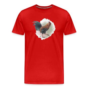 Veganuary 2024 Hahn - Männer Premium Bio T-Shirt - Rot - Vorne - Damien (186cm)