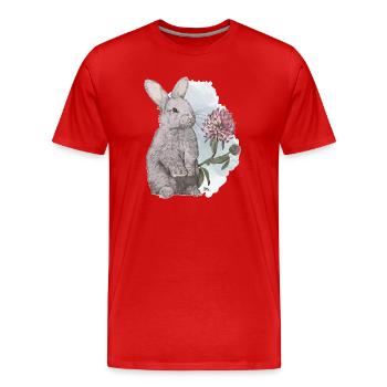 Veganuary 2024 Kaninchen - Männer Premium Bio T-Shirt - Rot - Vorne - Damien (186cm)