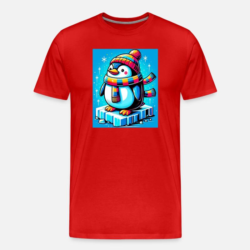 Pinguin - Männer Premium Bio T-Shirt - Rot