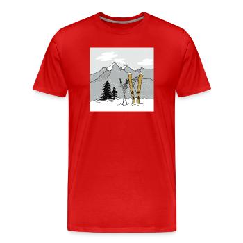Skiing in winter in the mountains - Men's Premium Organic T-Shirt - red - Front - Damien (186cm)