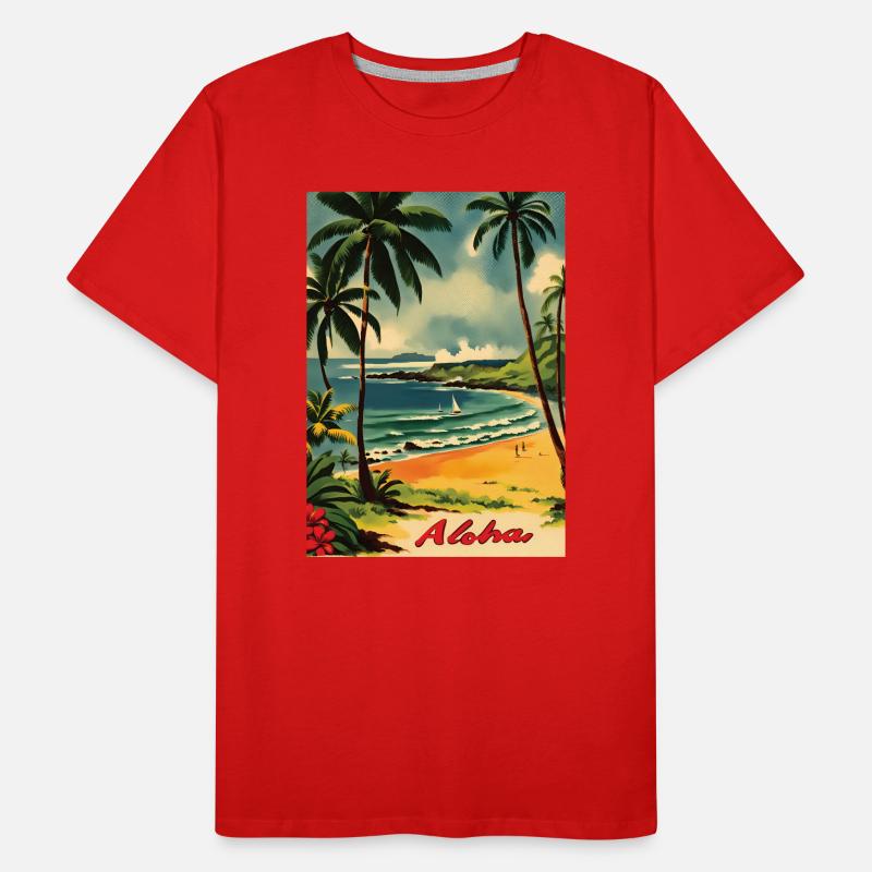 Aloha Strandlandschaft Retro Männer Premium Bio T-Shirt