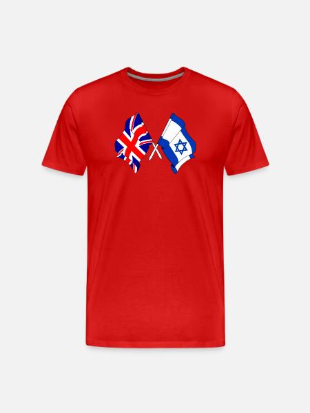 Drapeau de l’Angleterre et drapeau d’Israël - T-shirt bio Premium Homme - rouge
