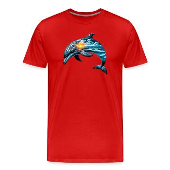 Decorated dolphin painted with a seascape - Men's Premium Organic T-Shirt - red - Front - Damien (186cm)