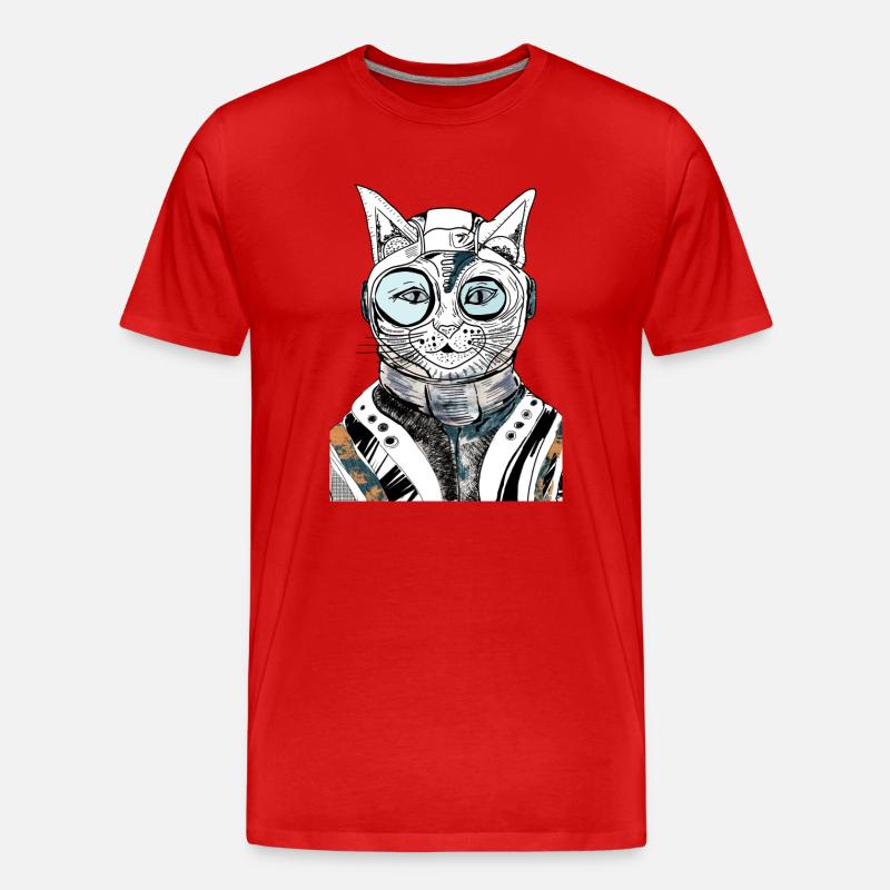 ASTRONAUT CAT - Men's Premium Organic T-Shirt - red
