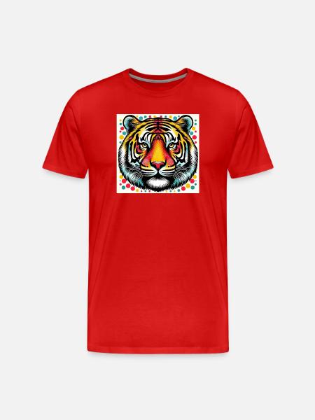 Tiger Pop Art - Men's Premium Organic T-Shirt - red