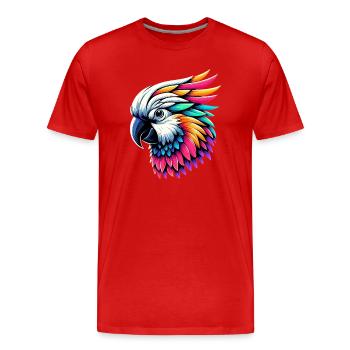 Kakadu-Papagei mit Kamm - Männer Premium Bio T-Shirt - Rot - Vorne - Damien (186cm)