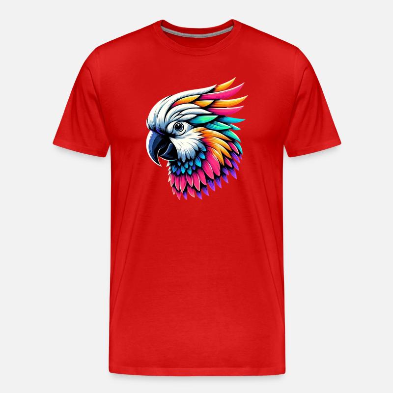 Kakadu-Papagei mit Kamm - Männer Premium Bio T-Shirt - Rot
