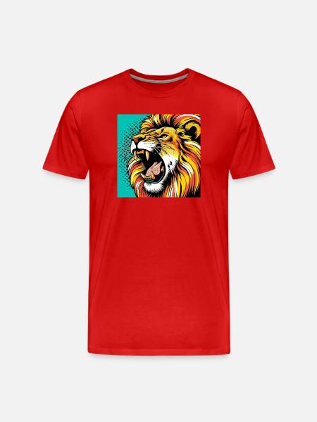 Lion Pop Art - Men's Premium Organic T-Shirt - red