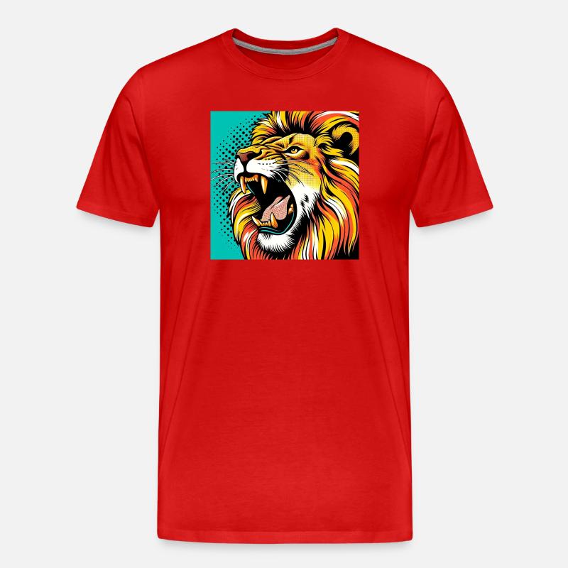 Lion Pop Art - T-shirt bio Premium Homme - rouge